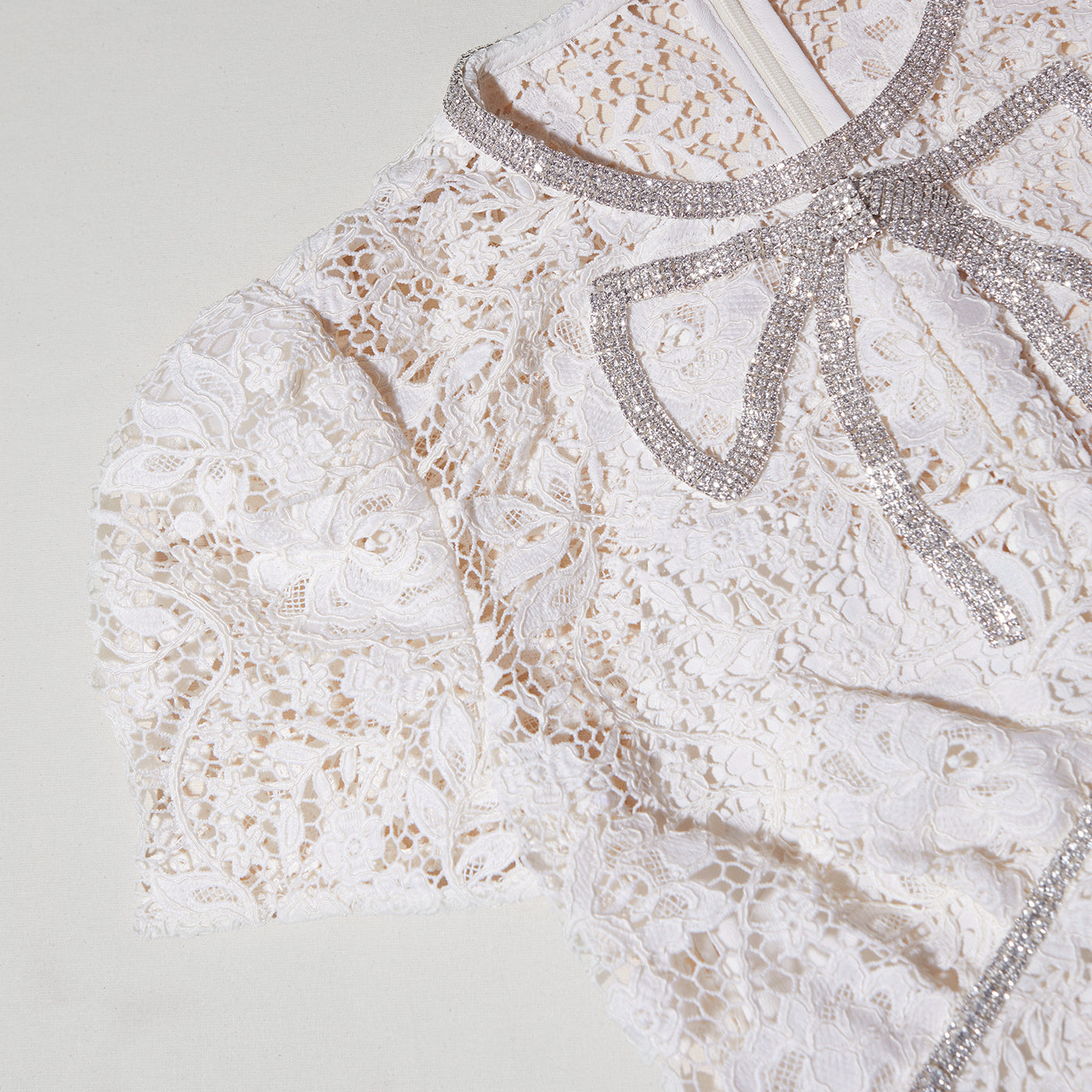 Cream Cord Lace Bow Midi Dress – self-portrait-US