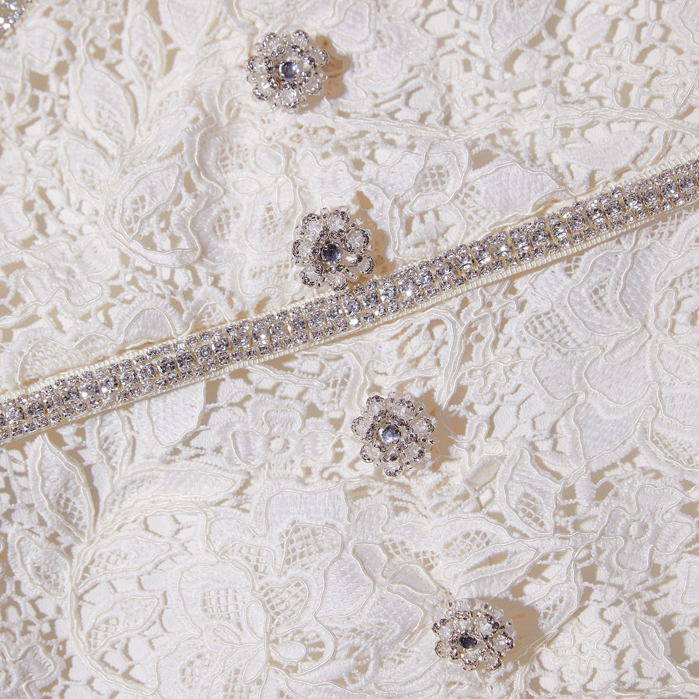 Cream Cord Lace Bow Midi Dress – self-portrait-US