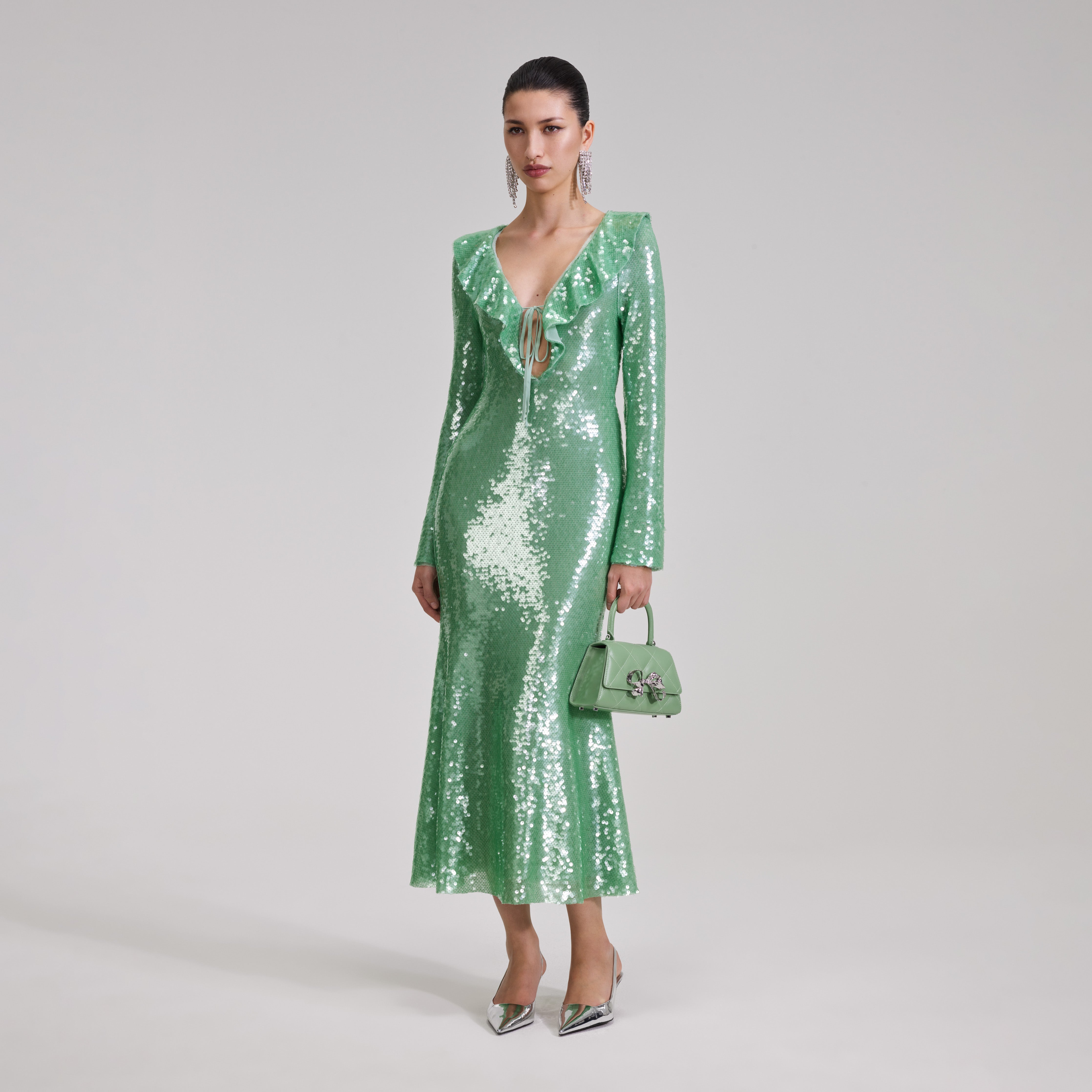 Self portrait sequin embroidery dress sales