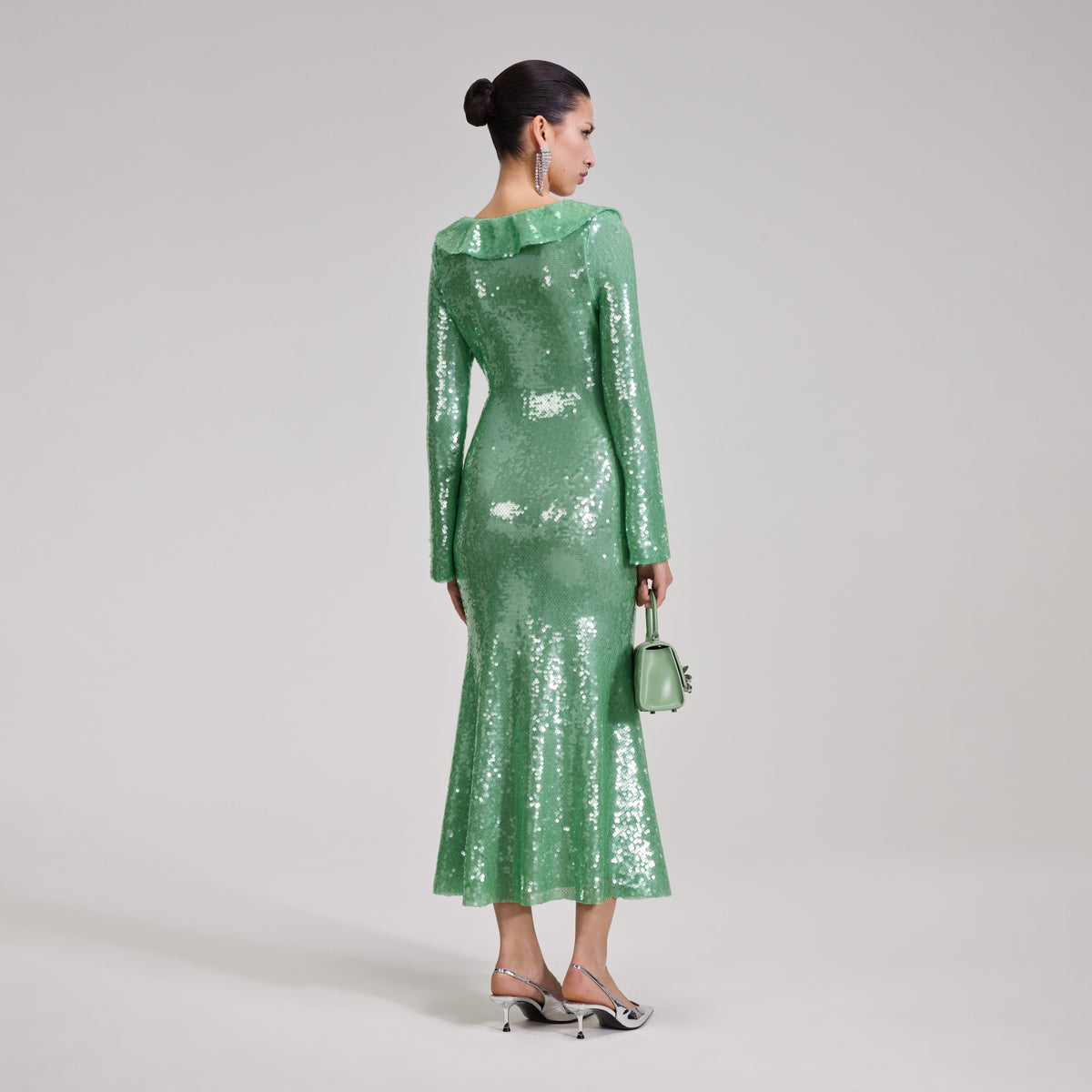 Green Sequin Midi Dress – self-portrait-US