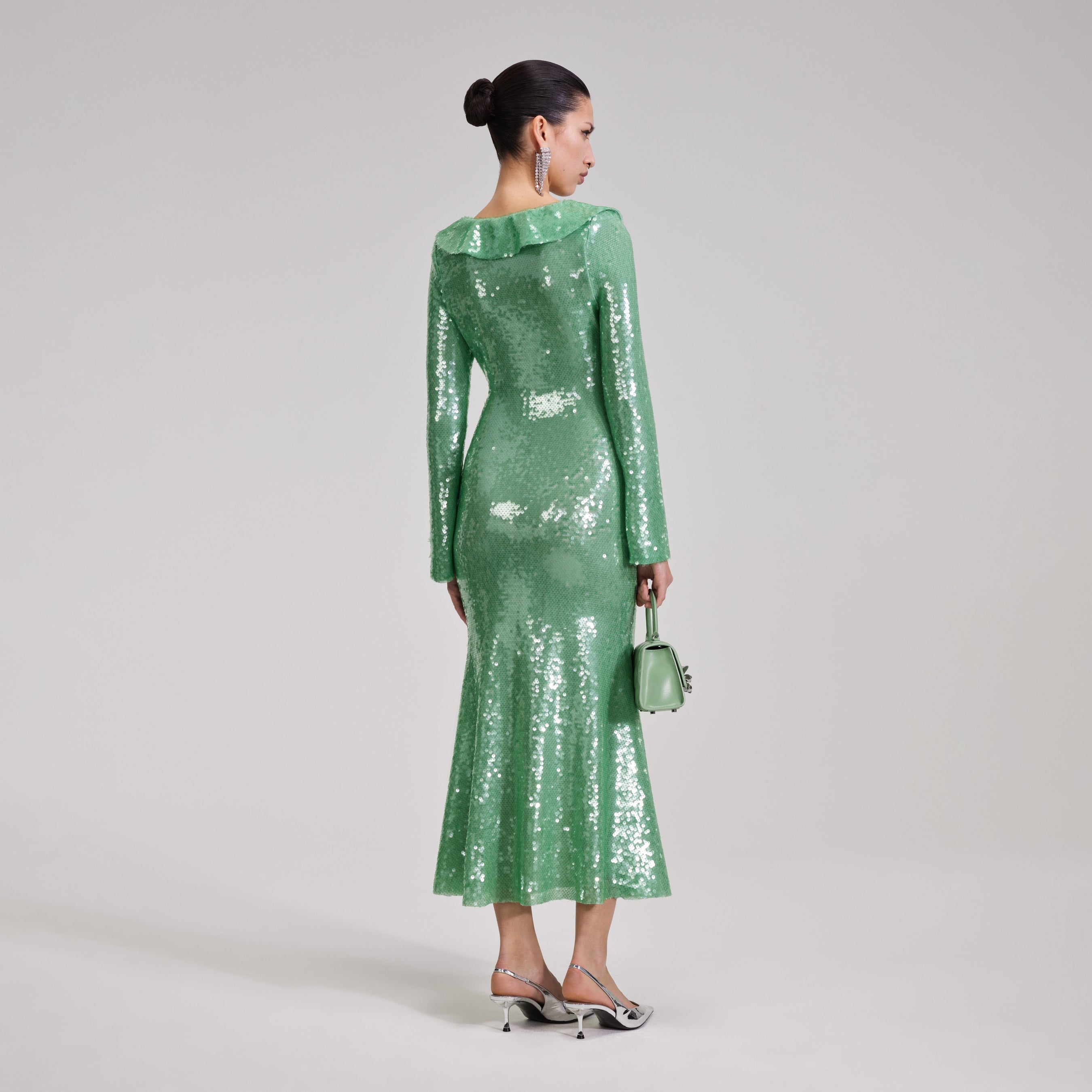 Green Sequin Midi Dress