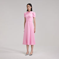 Pink Heavy Crepe Midi Dress