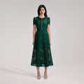 Green Cord Lace Midi Dress