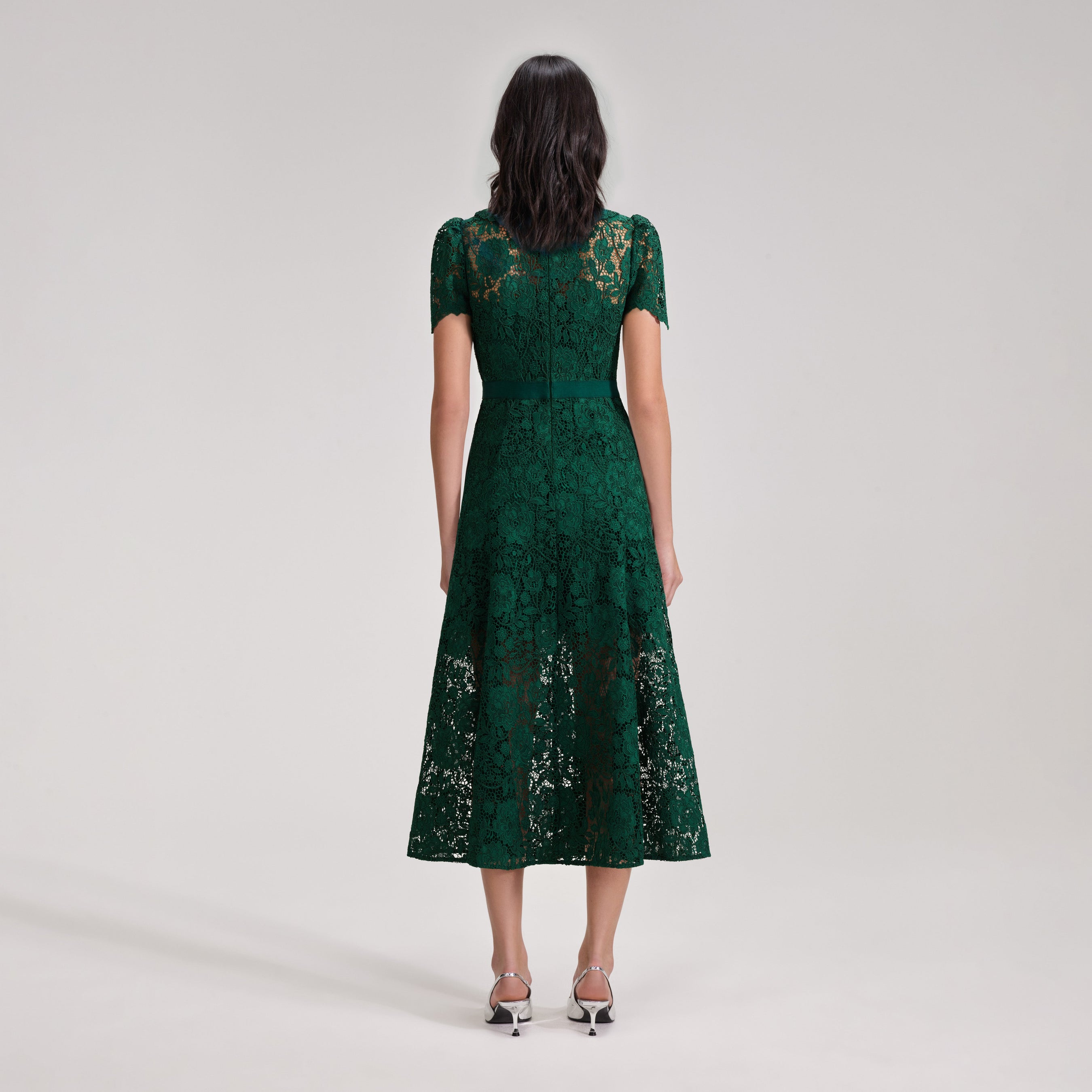 Green Cord Lace Midi Dress