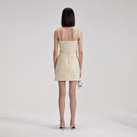 Yellow Boucle Diamante Trim Mini Dress