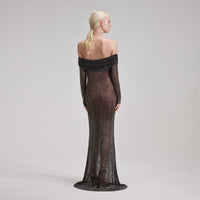 Black Rhinestone Fishnet Maxi Dress