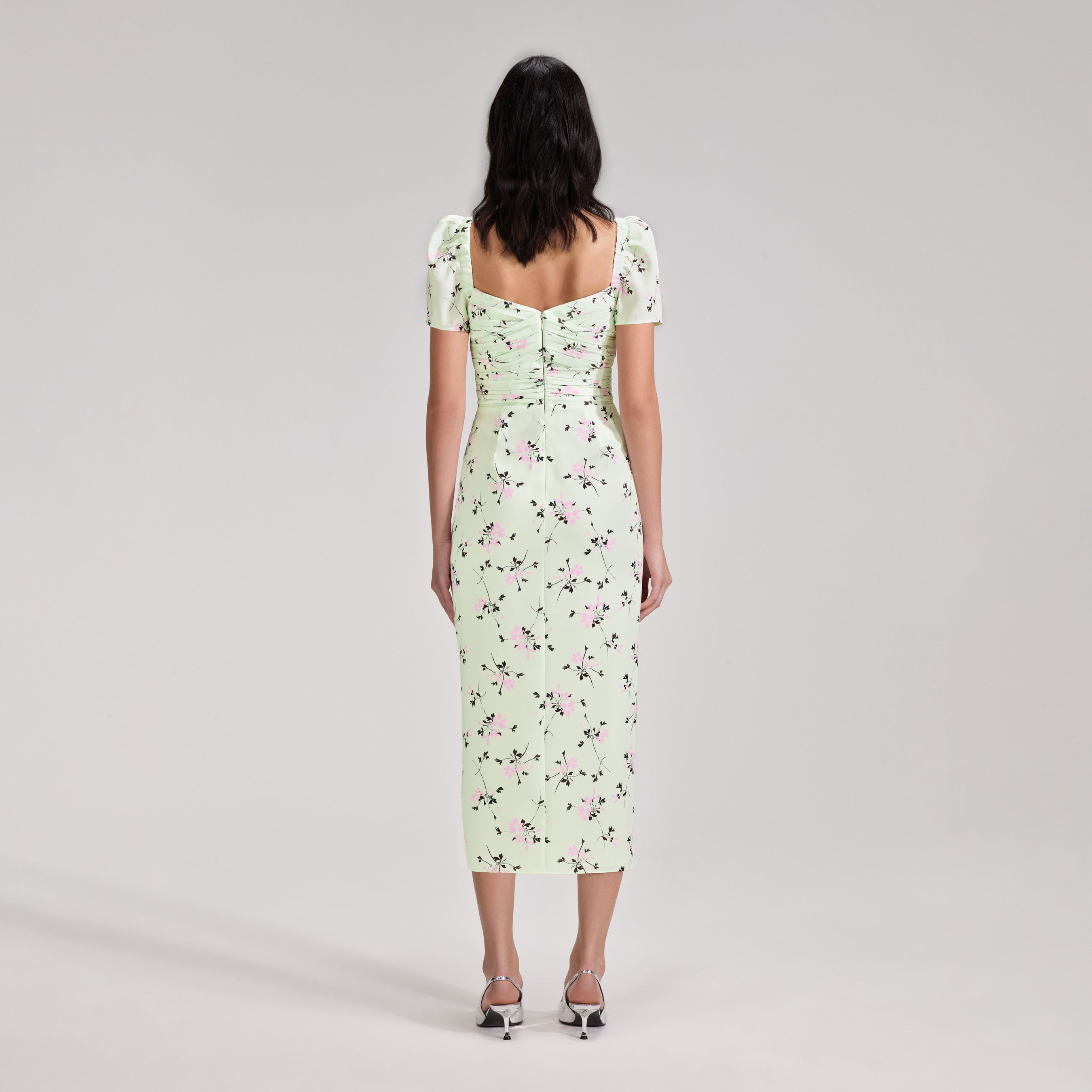 Green Floral Print Iris Midi Dress