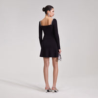 Black Knit Diamante Mini Dress