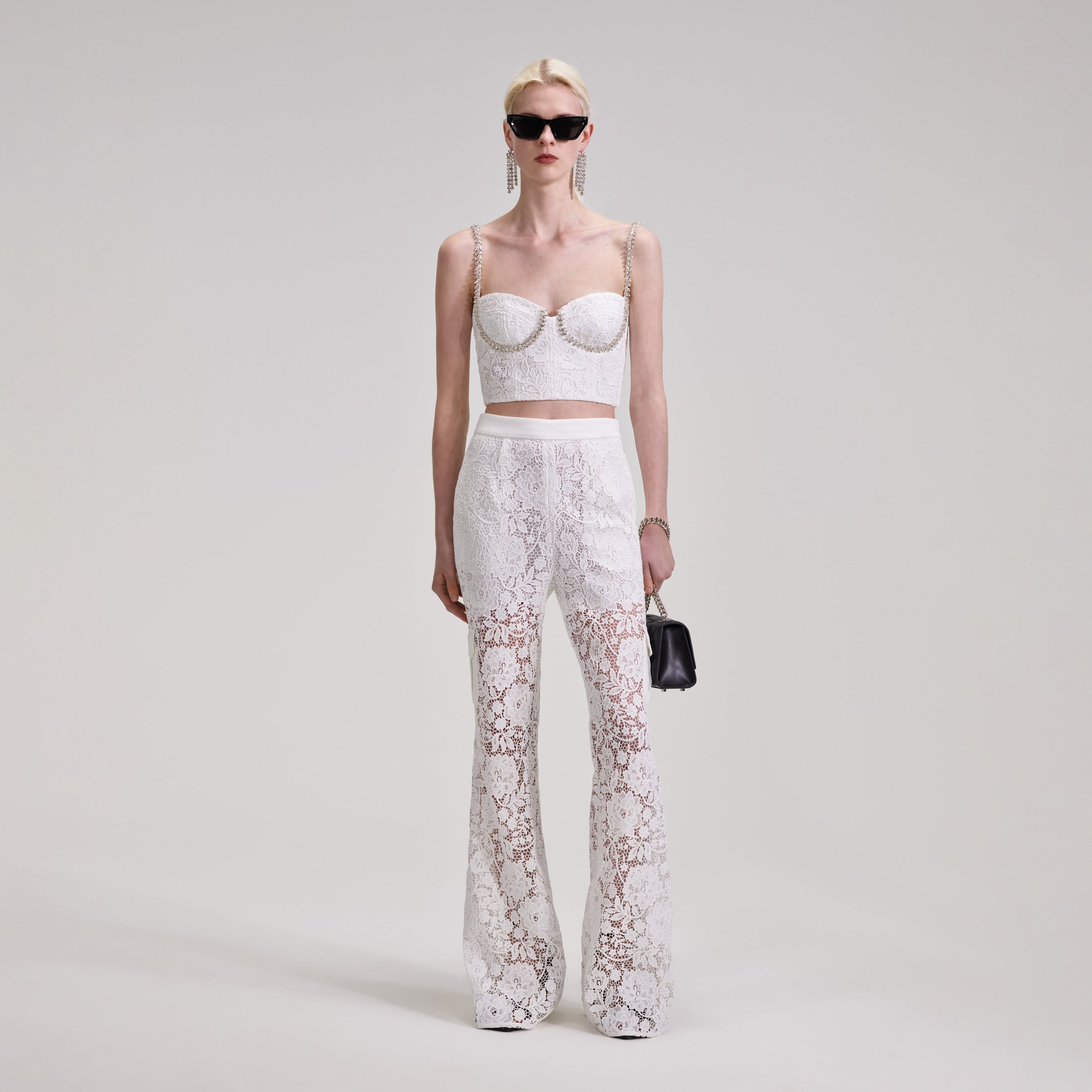 White Cord Lace Trousers