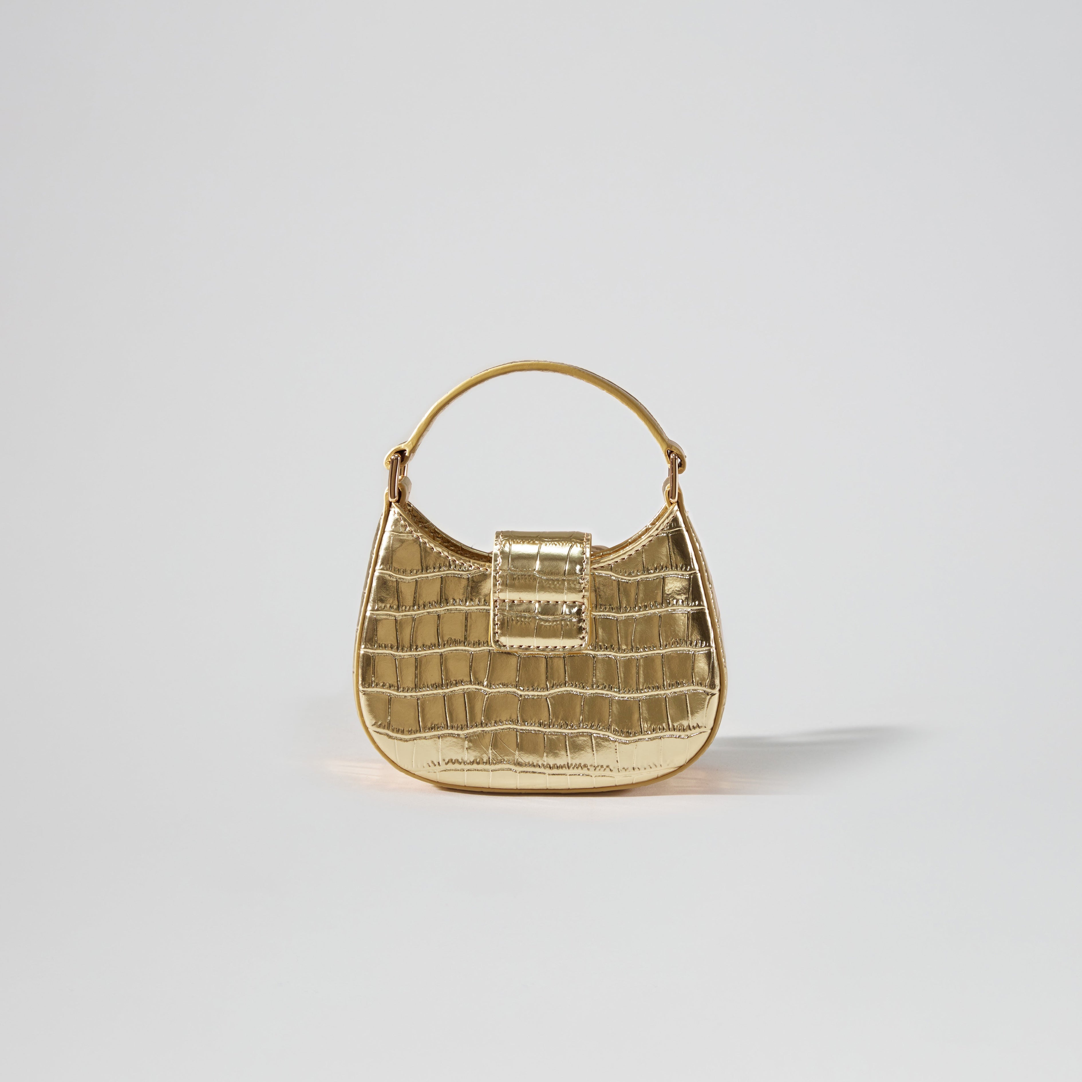 Gold Croc Crescent Bow Micro Bag