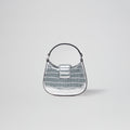 Silver Croc Crescent Bow Micro Bag