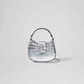 Silver Croc Crescent Bow Micro Bag