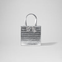 Silver Croc Mini Tote Bow Bag