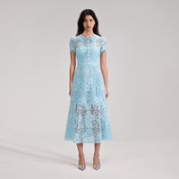 Pale Blue Cord Lace Midi Dress