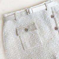 White Boucle Midi Skirt