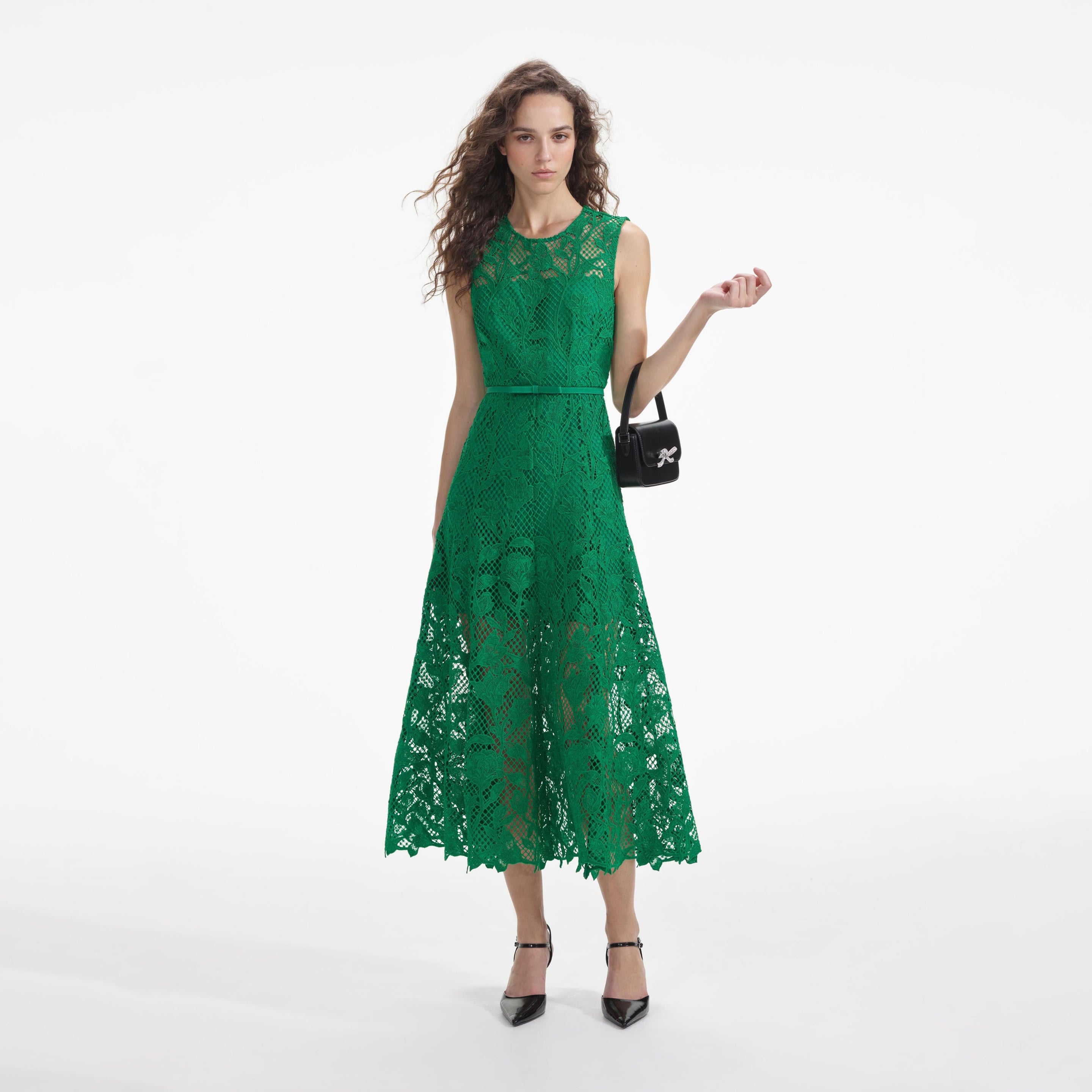 Ladies Dresses Green Lace Fit And Flare Dress Self-portrait Ladies Dresses Green Lace Fit And Flare Dress Self-portrait