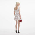 White Floral Lace Belted Mini Dress