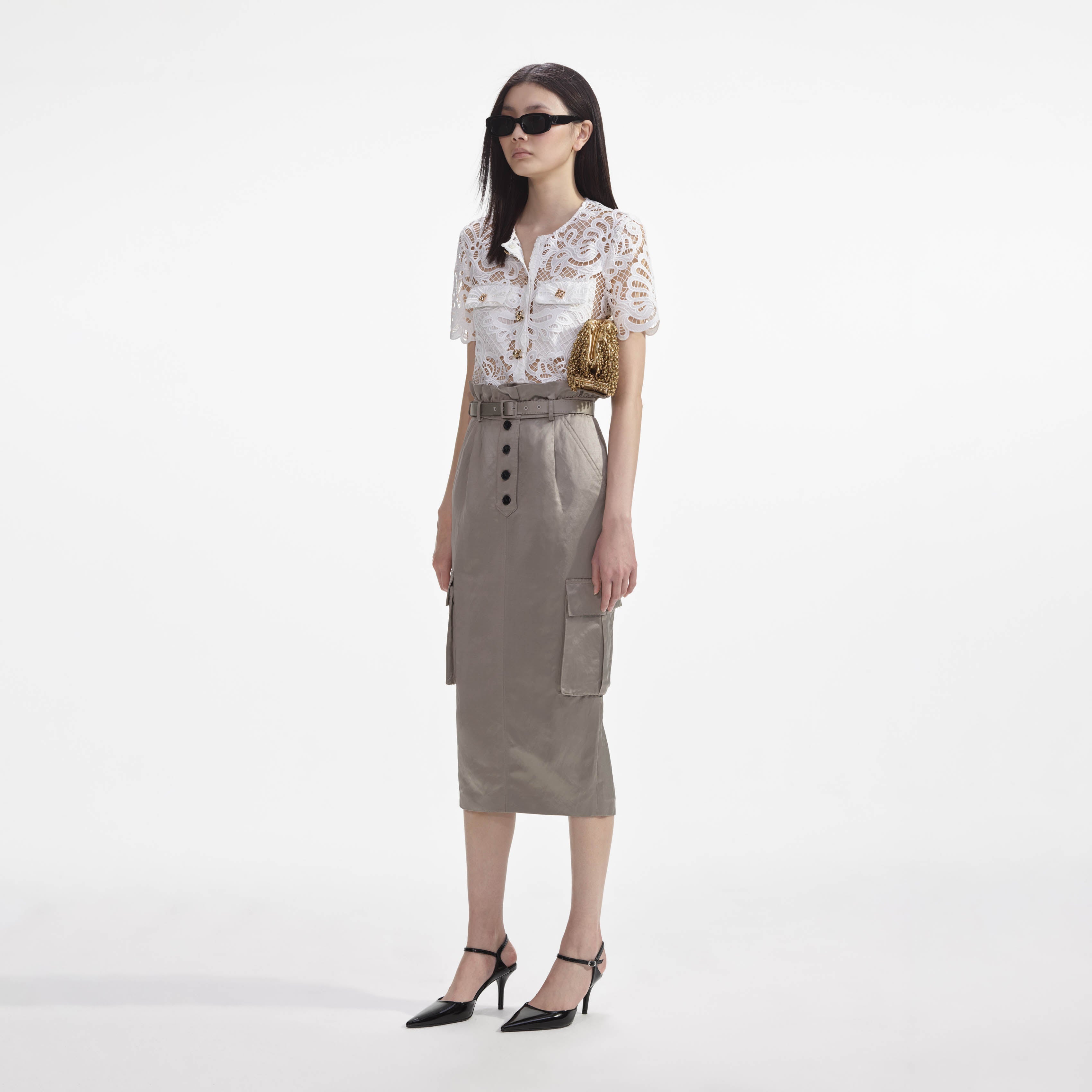 新製品情報も満載 White Guipure Lace Top – self-portrait-US カットソー(半袖+袖なし)