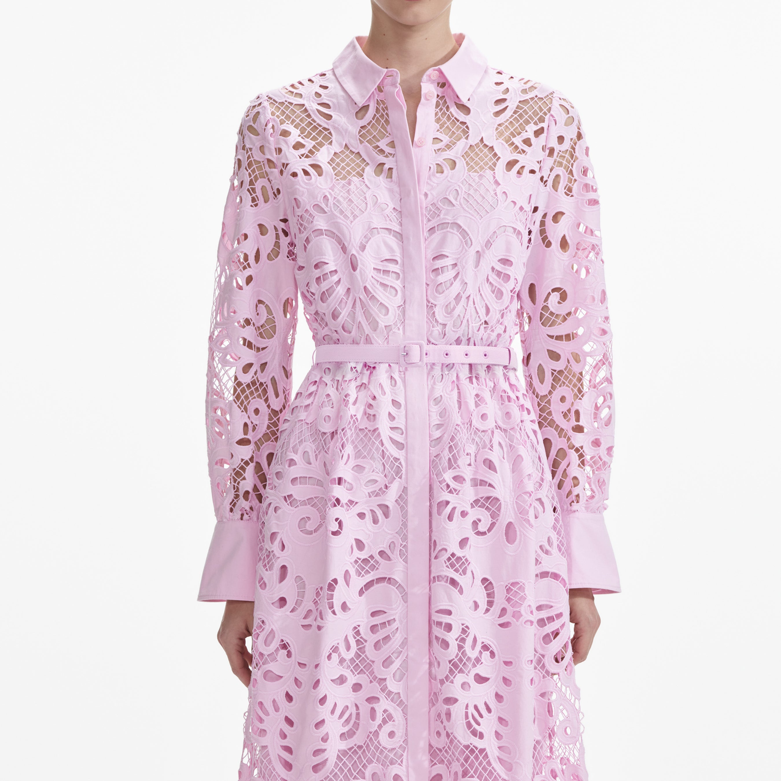 Pink Cotton Lace Maxi Dress