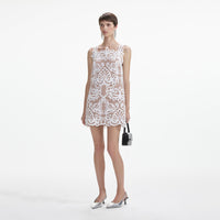 White Guipure Lace Mini Dress