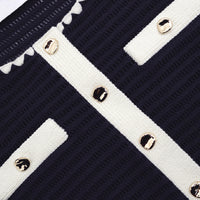 Navy Crochet Contrast Trim Cardigan