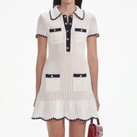 Cream Crochet Collared Mini Dress