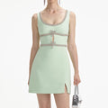 Mint Diamante Bow Trim Mini Dress