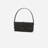 Black Rhinestone Chainmail Baguette Bag