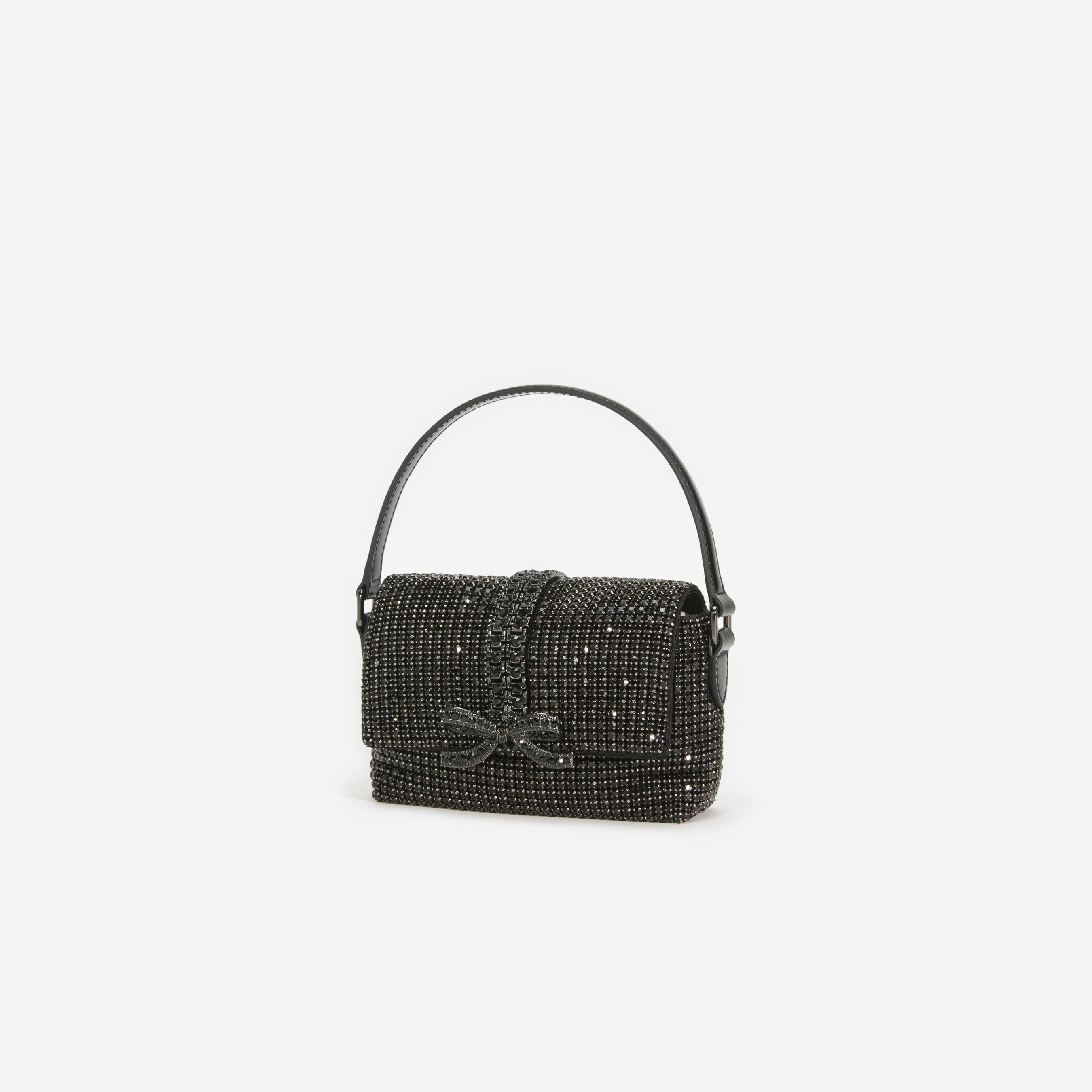 Black Rhinestone Chainmail Micro Bag