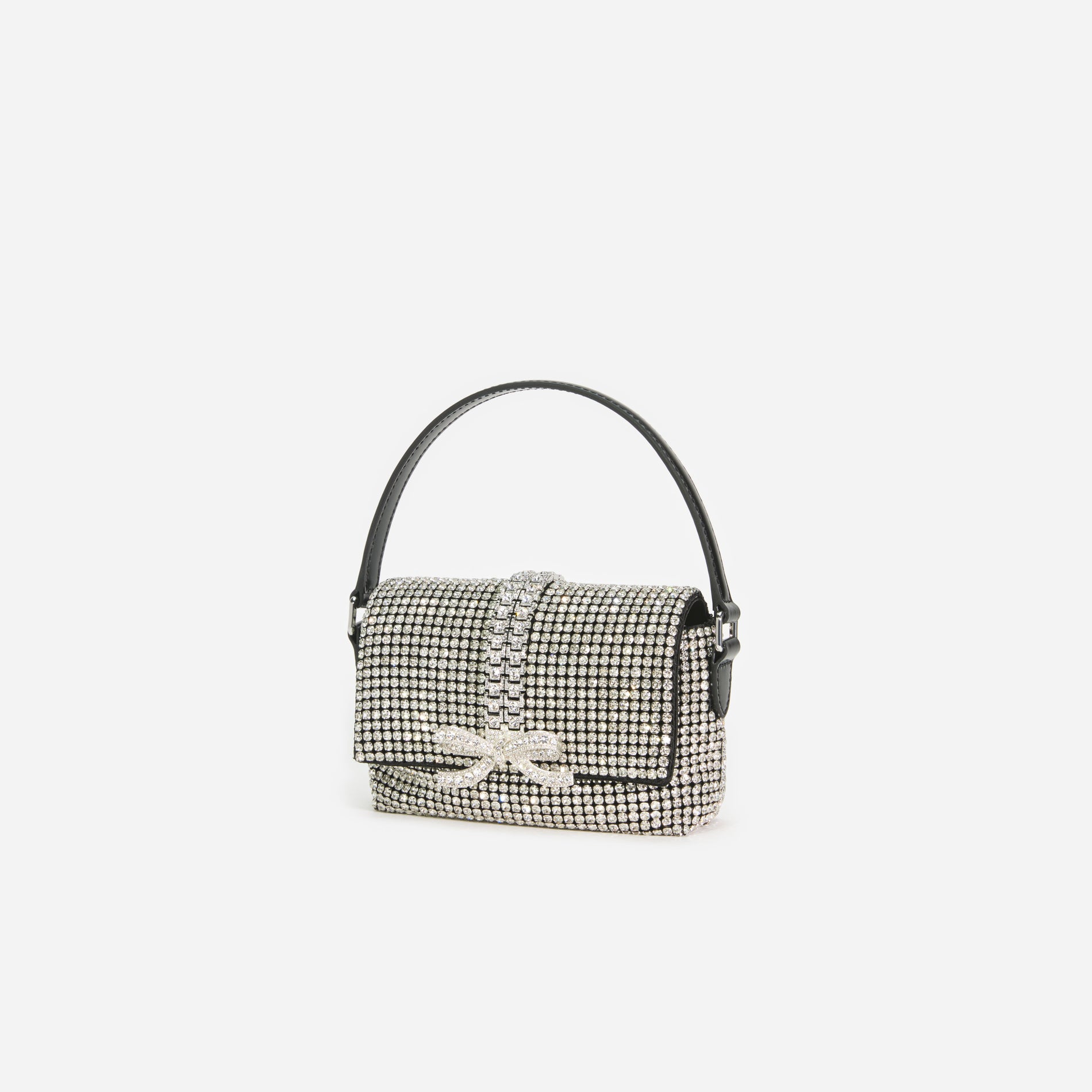 Silver Rhinestone Chainmail Micro Bag