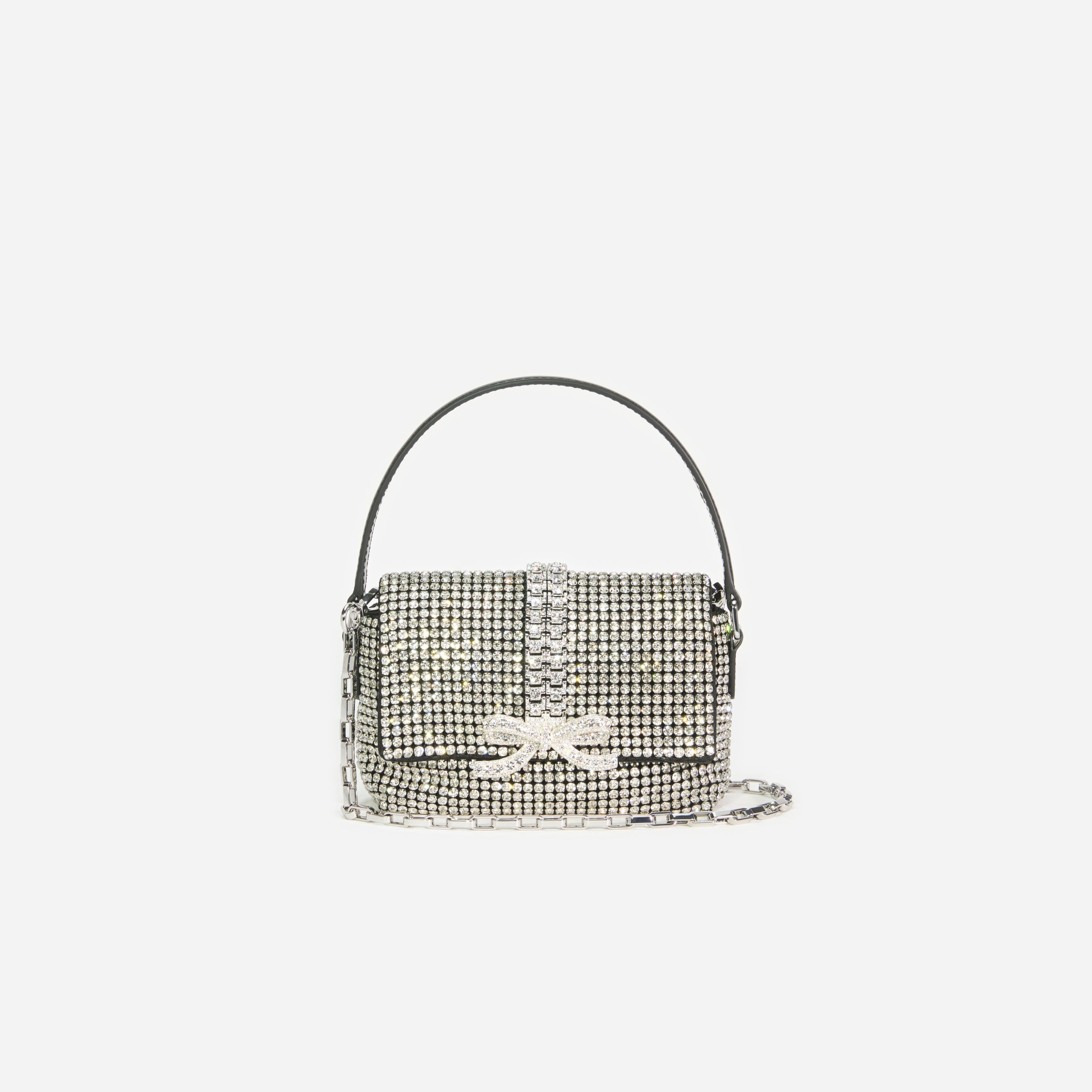 Silver Rhinestone Chainmail Micro Bag