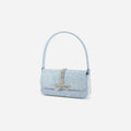 Blue Rhinestone Denim Shoulder Bag