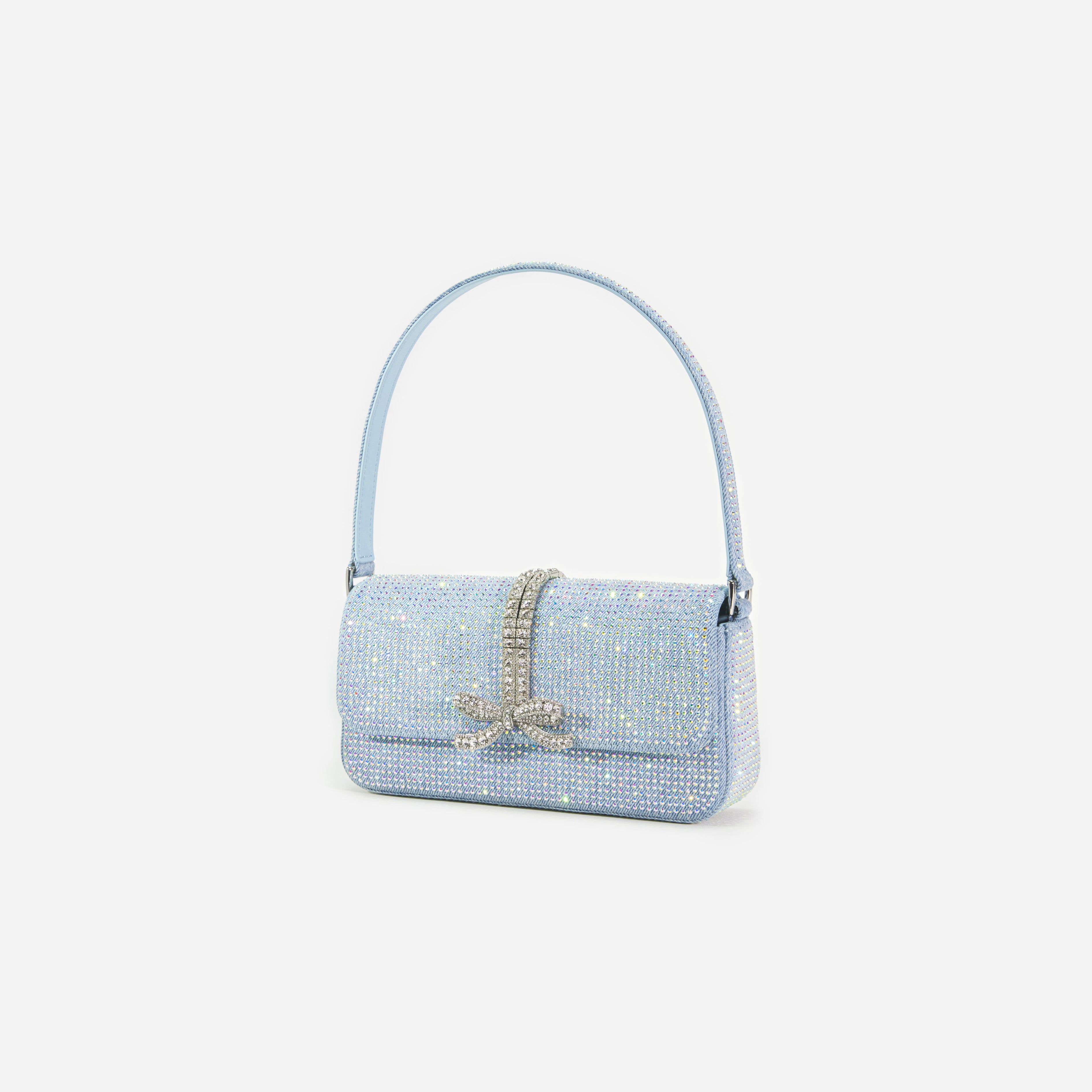 Blue Rhinestone Denim Shoulder Bag