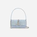 Blue Rhinestone Denim Shoulder Bag