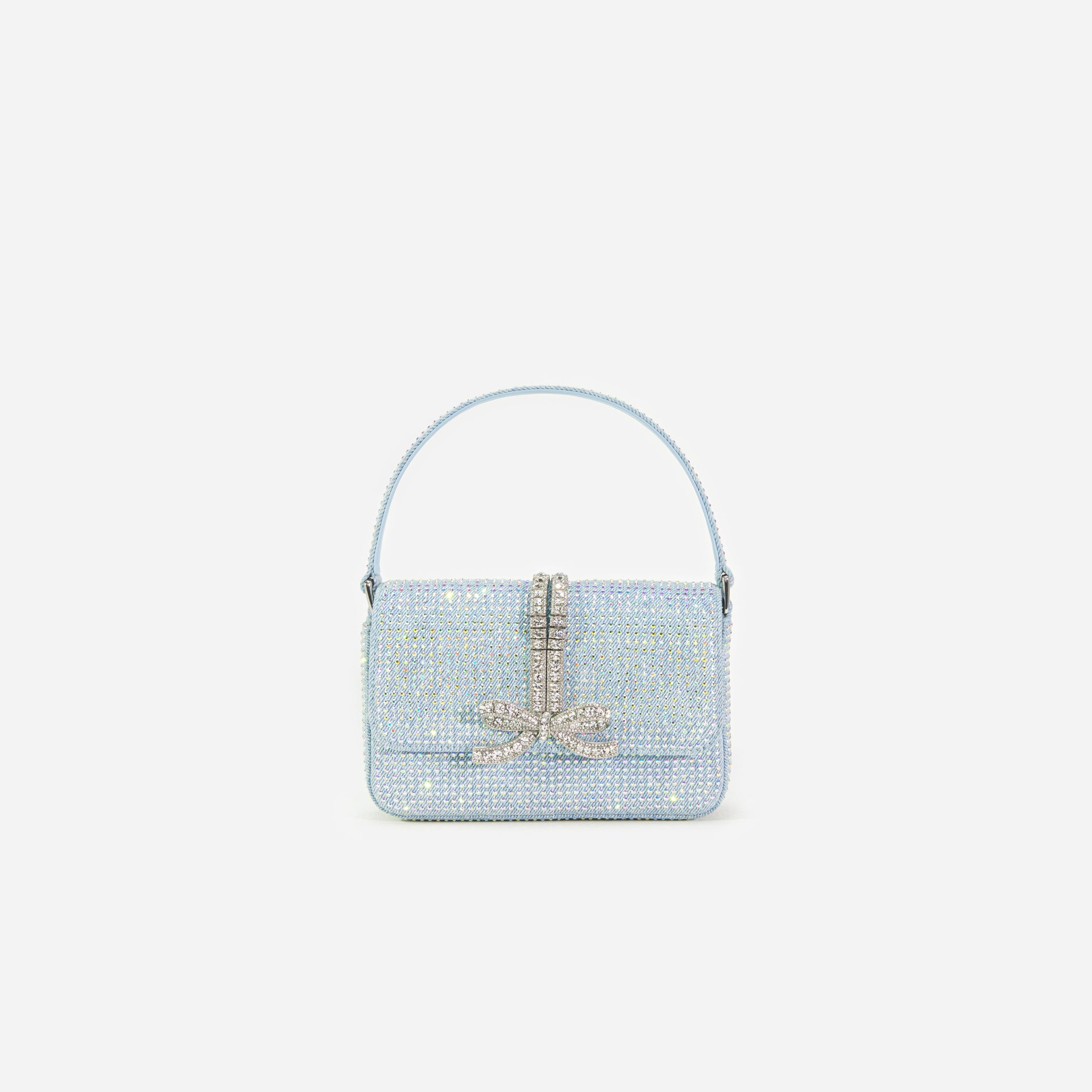 Blue Rhinestone Denim Micro Bag