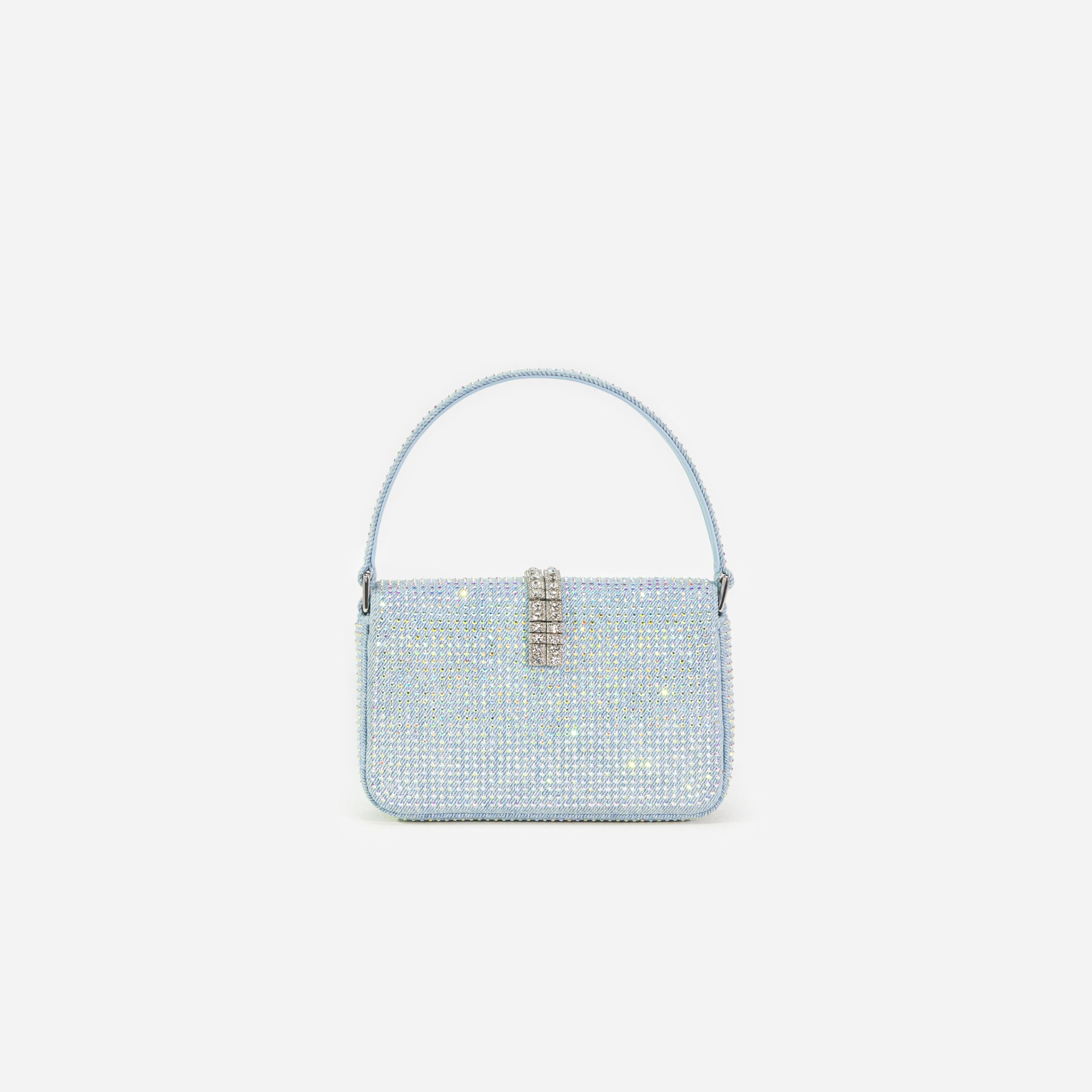 Blue Rhinestone Denim Micro Bag