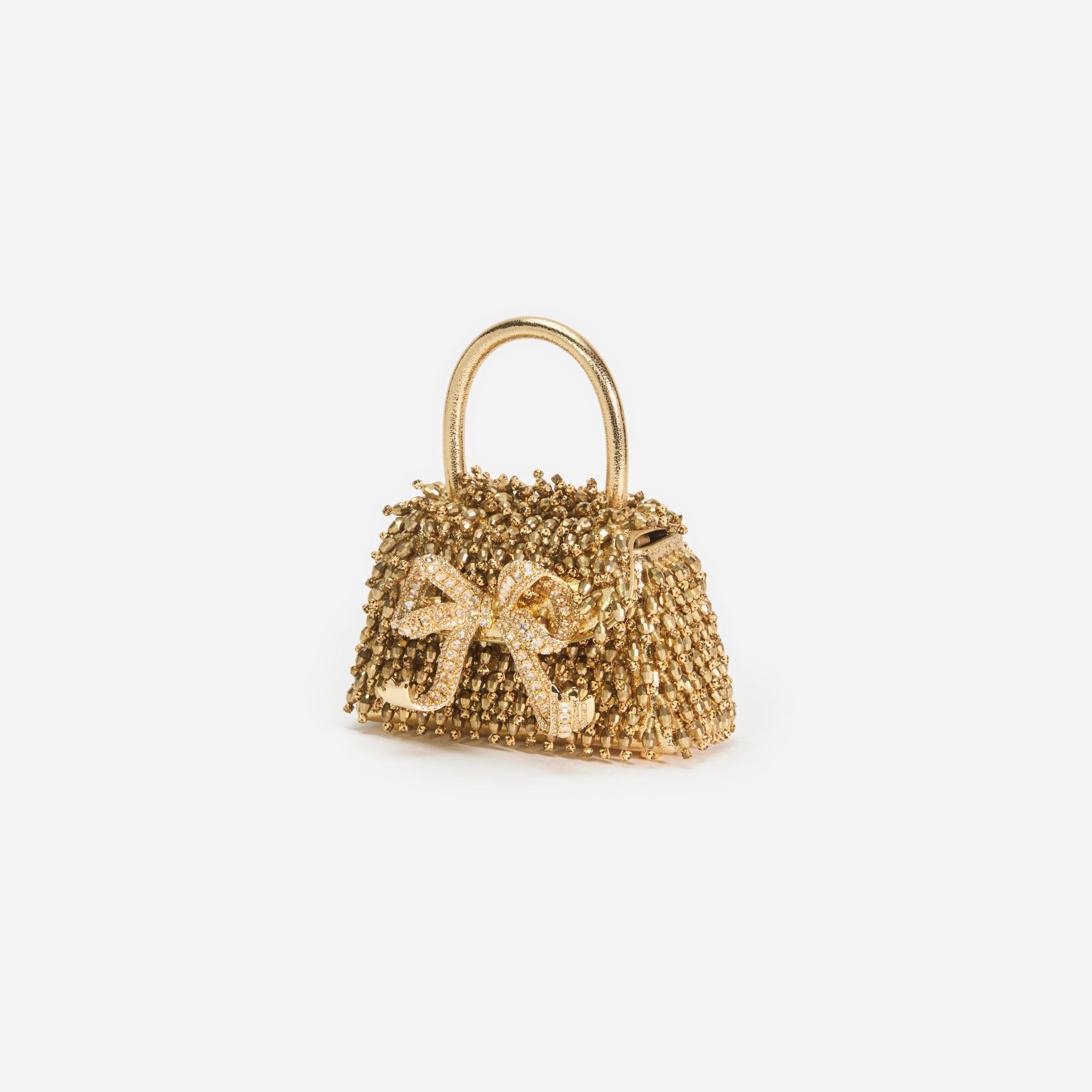 Gold Crystal Embroidery Micro Bag
