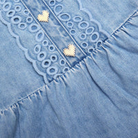 Light Wash Denim Embroidered Mini Dress