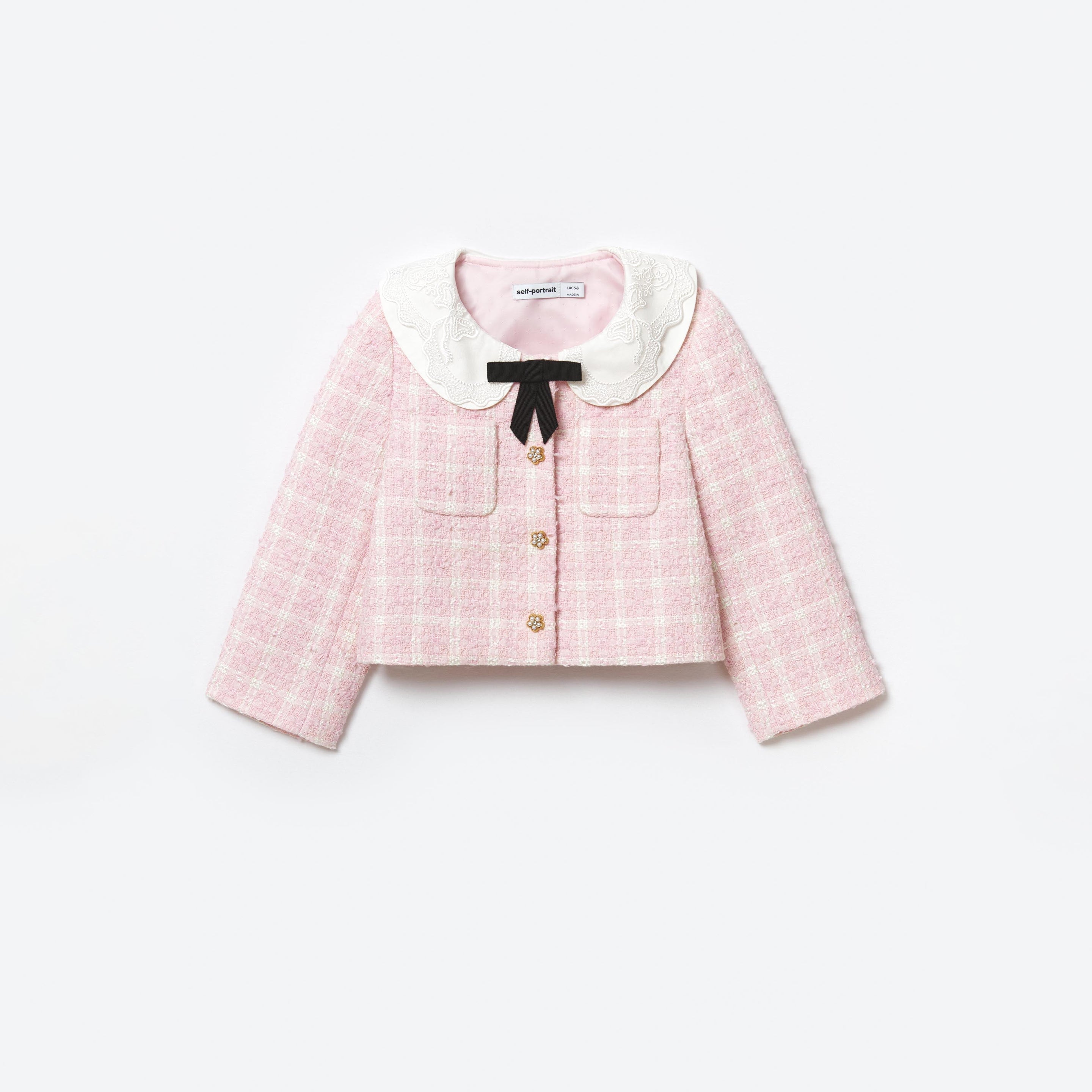 Pink Check Boucle Jacket – self-portrait-US