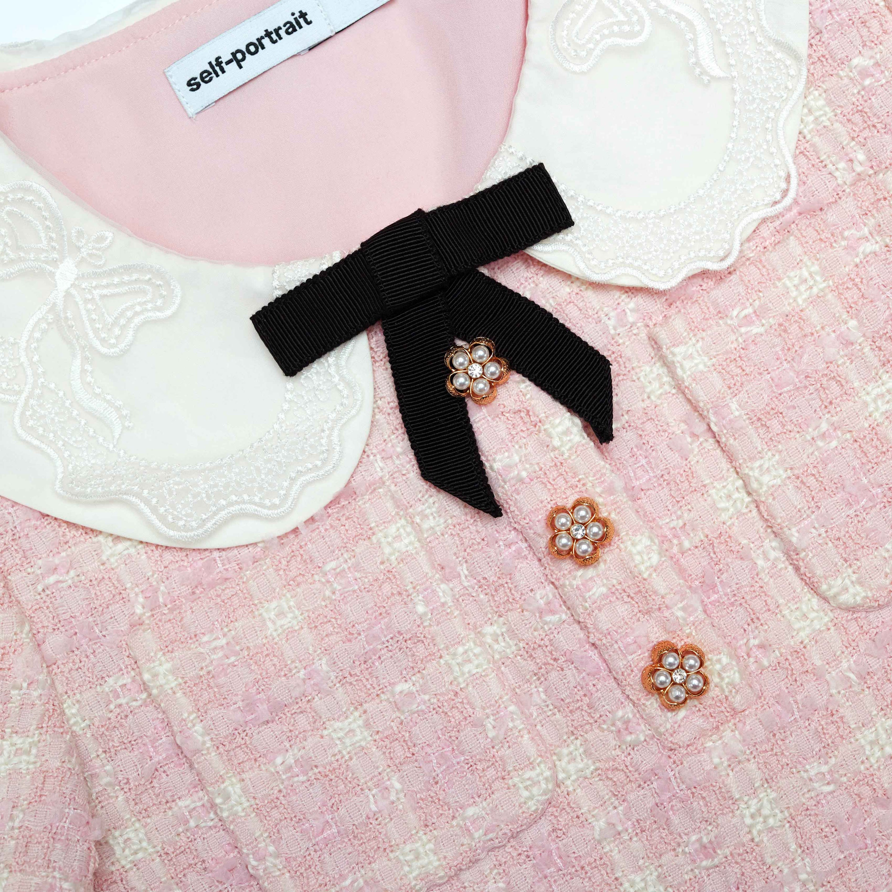 Pink Check Boucle Jacket – self-portrait-US