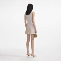 Cream Metallic Boucle Tailored Mini Dress