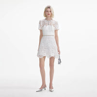 White Lace Diamante Mini Dress