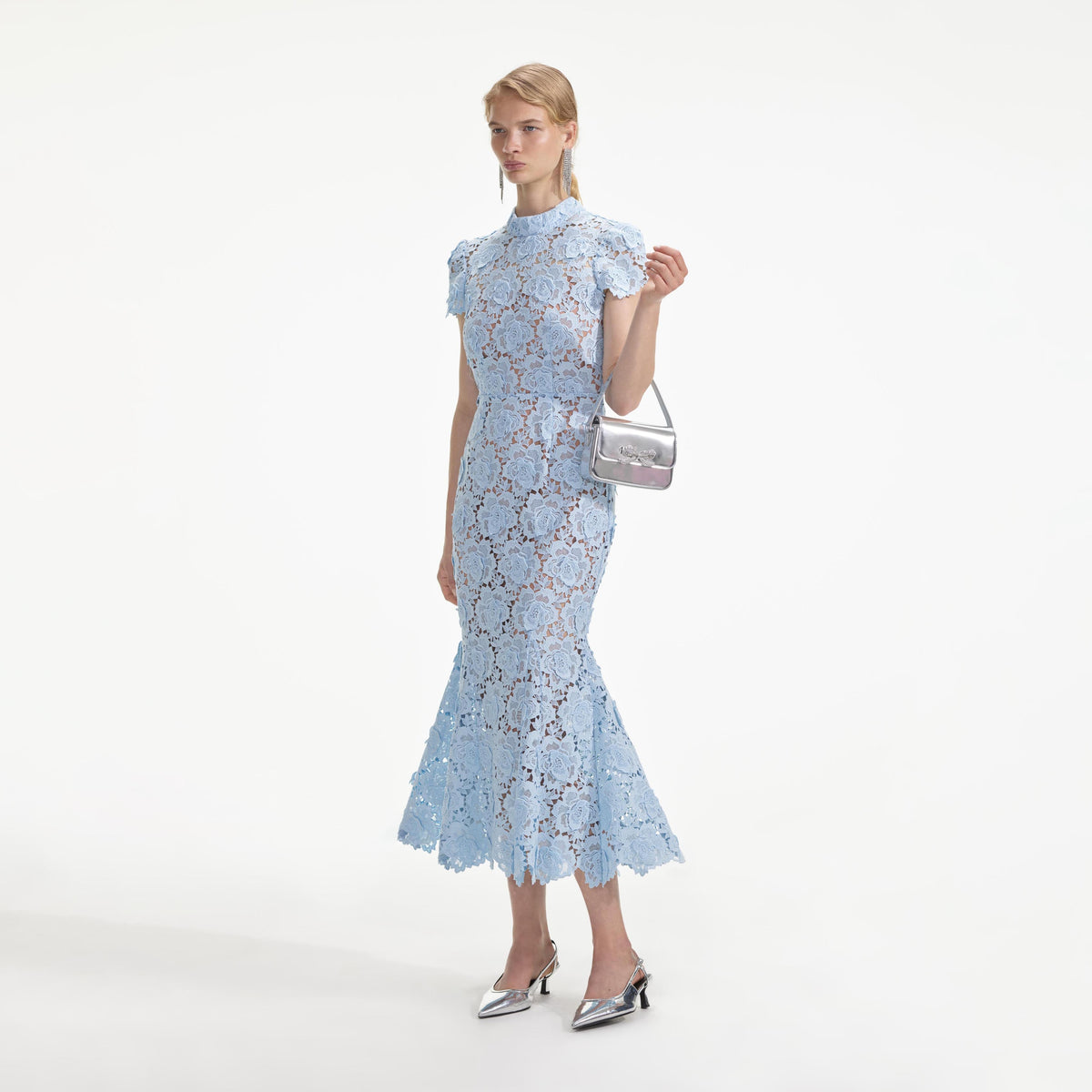 self portrait blue fine lace midi dress Self Portrait Petrol Fine Corded Lace Midi Dress Blue Black US 8 - No Straps