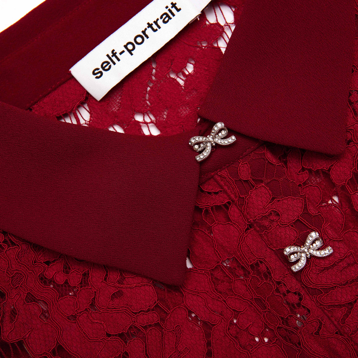 red peplum lace dress Burgundy Lace Peplum Midi Dress self-portrait-US