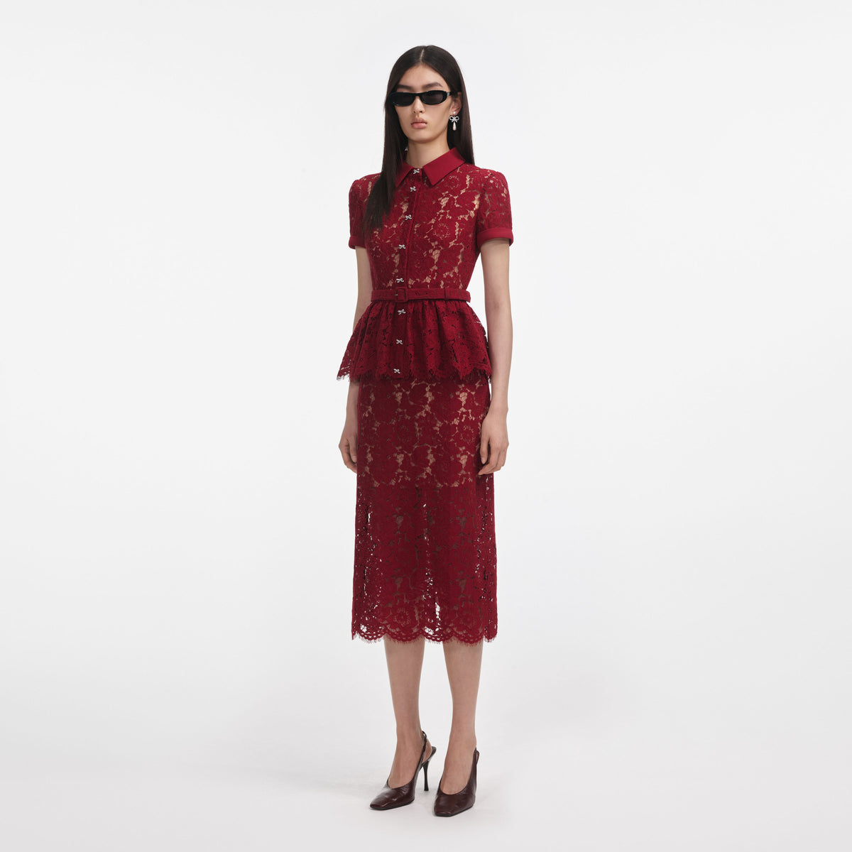 self portrait lace peplum mini dress Lace Peplum Mini Dress