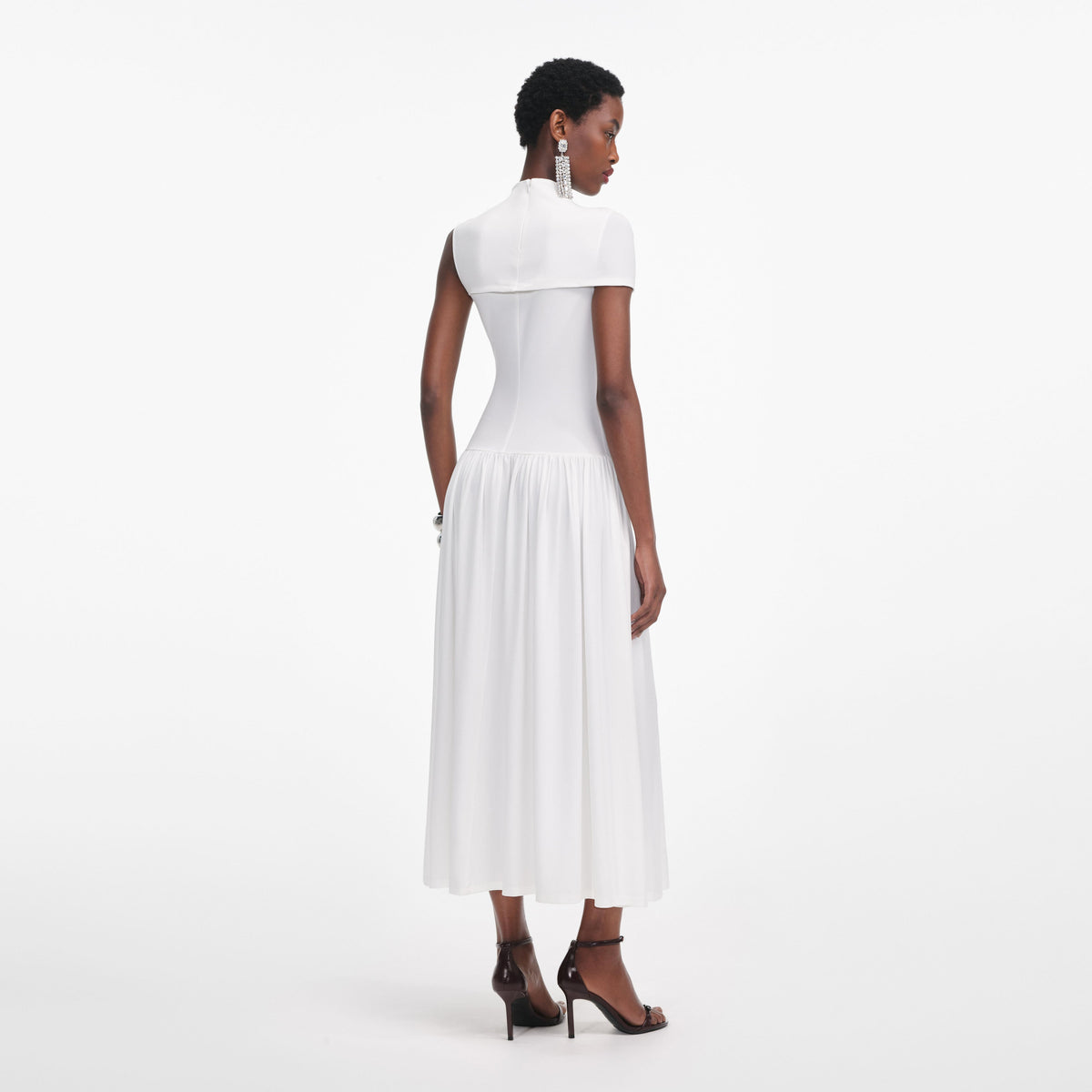 white cut out midi dress self-portrait - White Jersey Cut Out Midi Dress