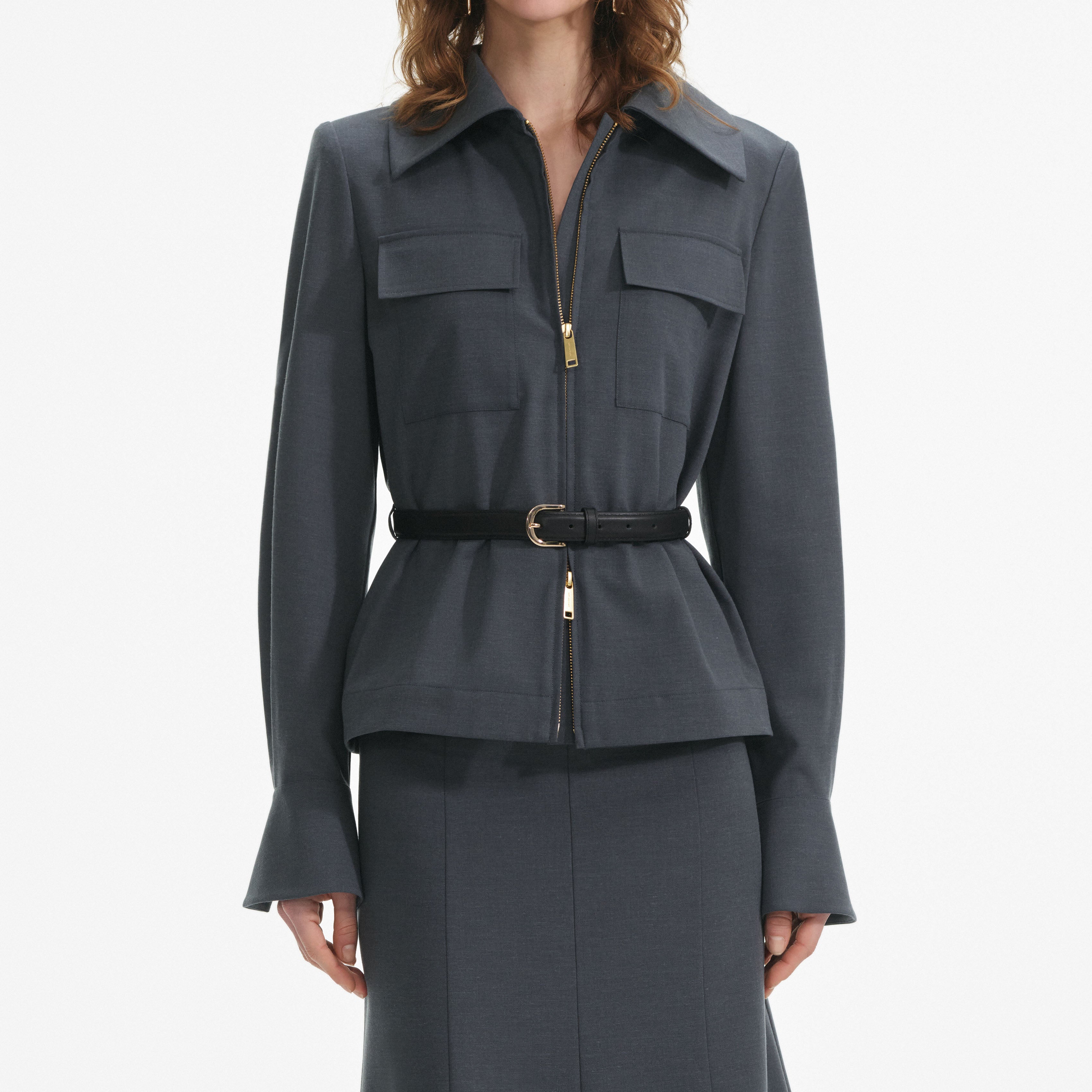 Grey Twill Midi Dress