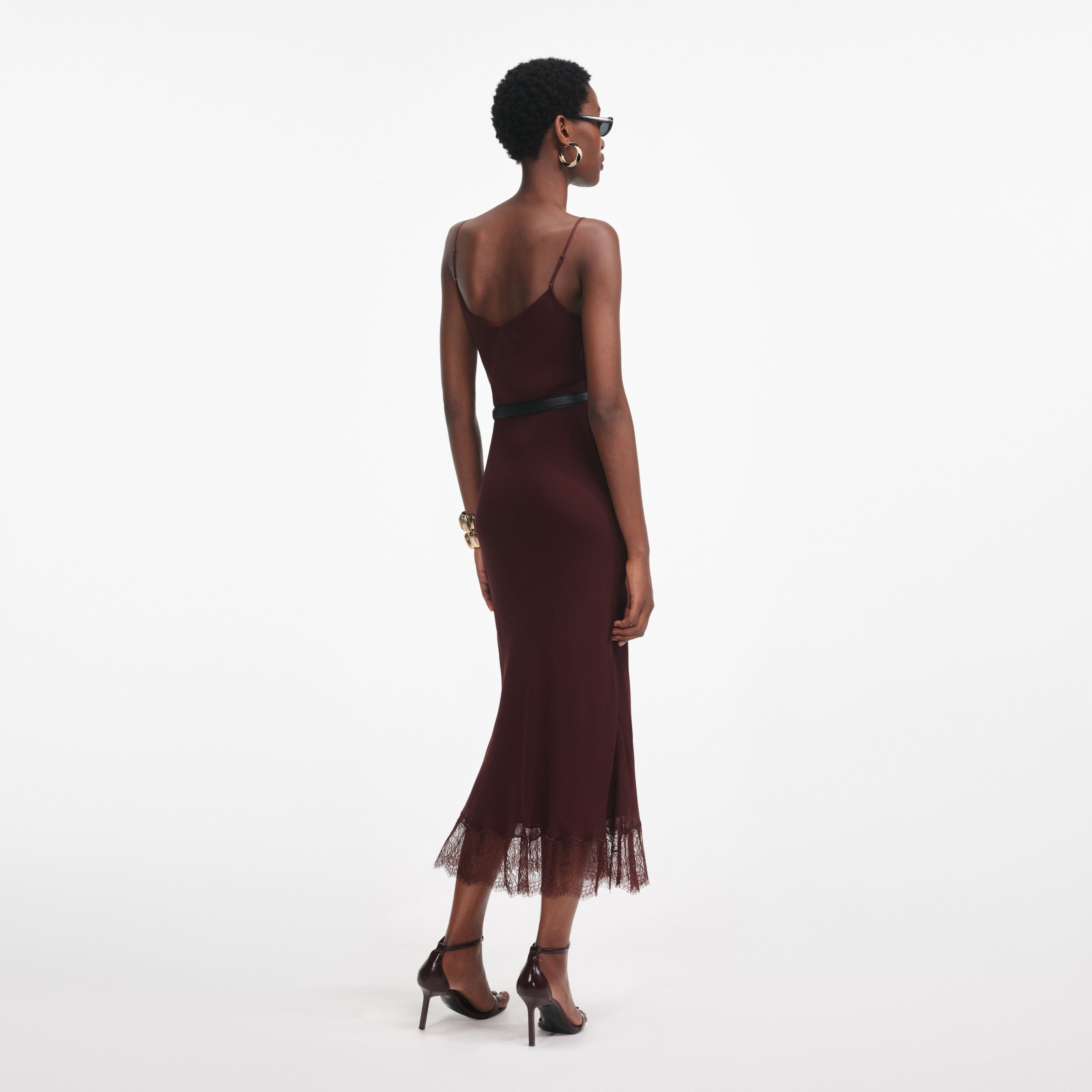 Brown Lace Insert Midi Dress – self-portrait-US Brown Lace Insert Midi Dress – self-portrait-US