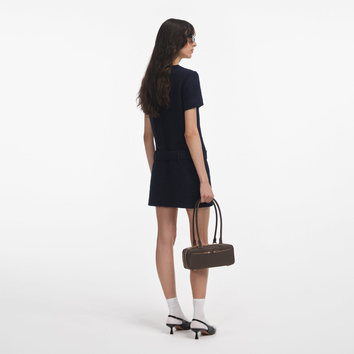self-portrait - Navy Boucle Mini Dress