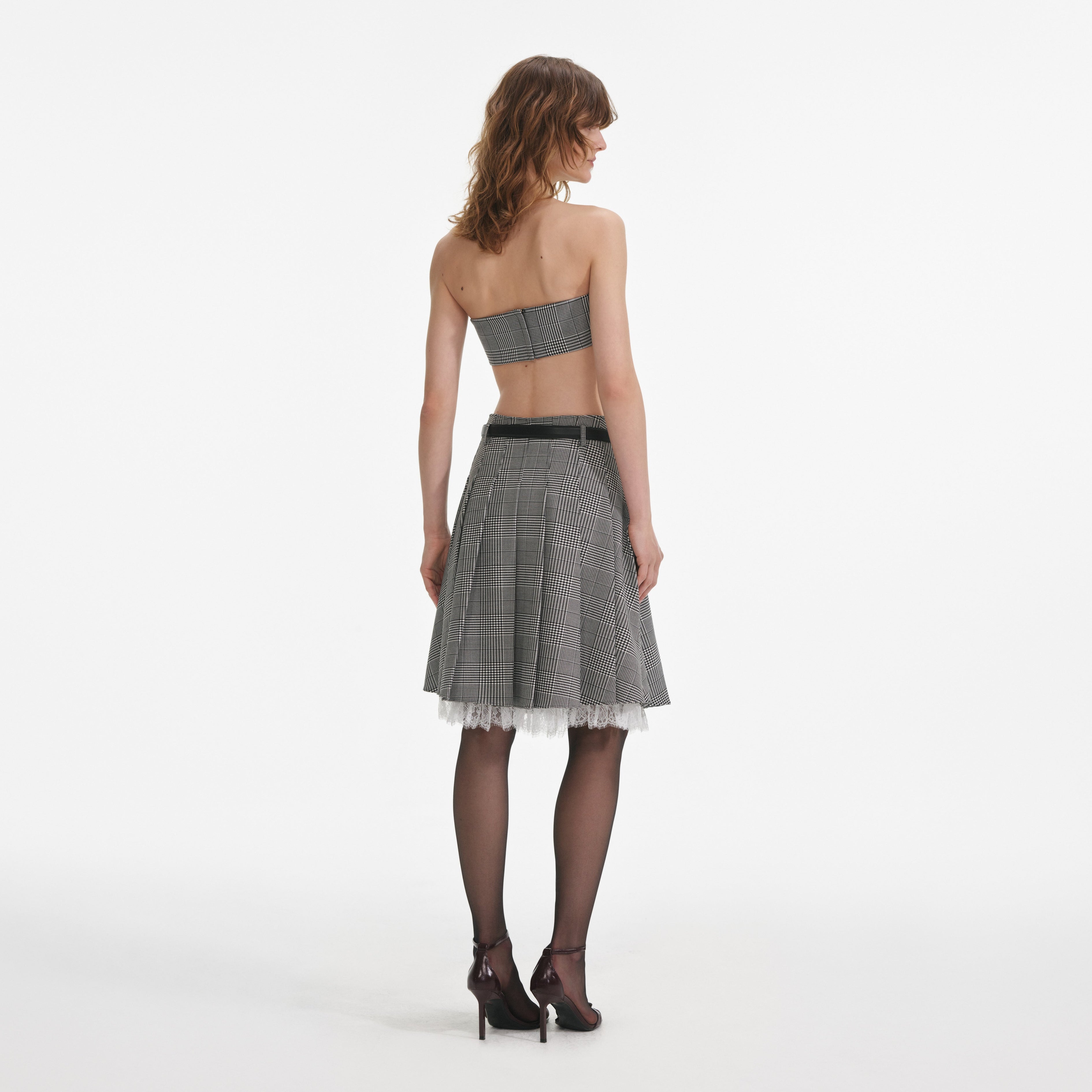 Prince Of Wales Check Pleated Midi Skirt